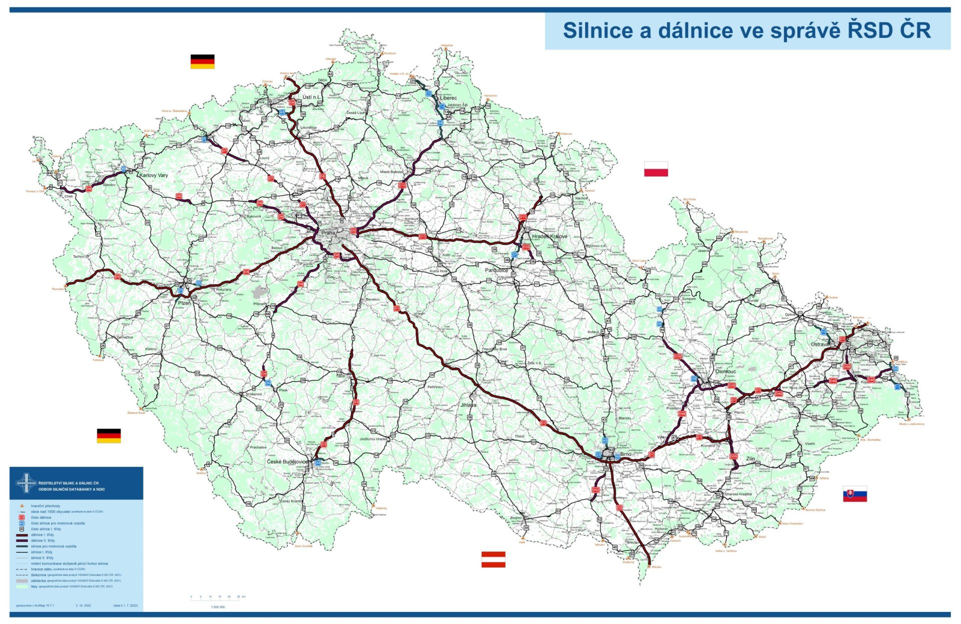 Mapa dálniční sítě v ČR